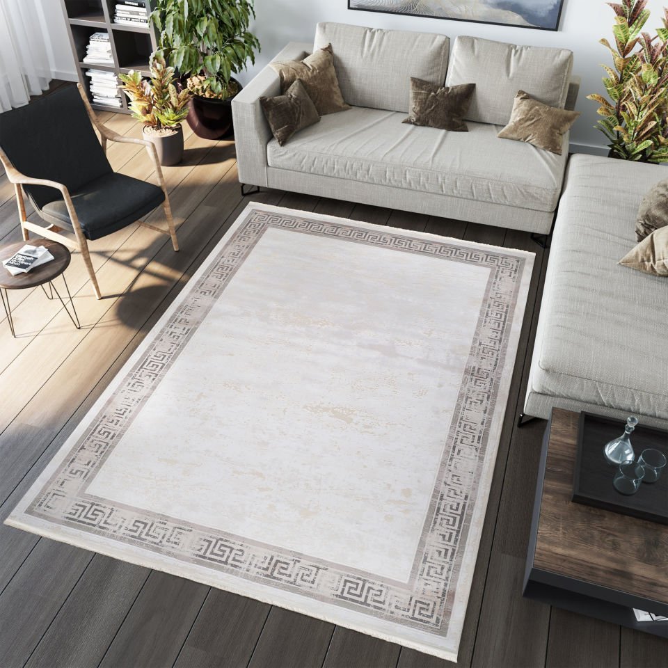 Woven Serisi 844A Premium Bej-Gri Modern Salon Halısı